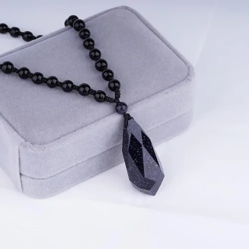 Miniatura 8 de Collar de obsidiana negra con dije de protección con cadena de cuentas extendida, collar de amuleto de piedra de cristal curativo para hombres
