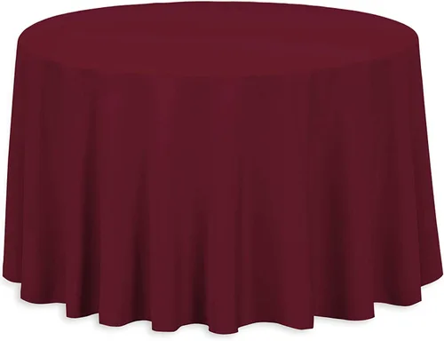 Manteles redondos de poliéster de 120 pulgadas para mantel circular para bodas, mesas de bufé, fiestas, cenas de vacaciones (10, borgoña)
