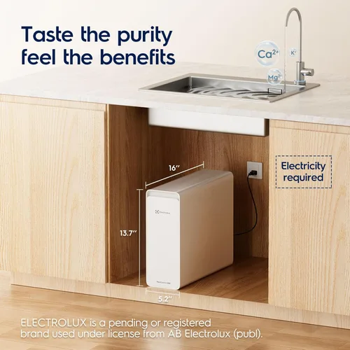 Miniatura 8 de Electrolux Sistema de ósmosis inversa WiFi 800GPD, pH mineral alcalino, filtro de agua de ósmosis inversa sin tanque, sistema de filtración de agua