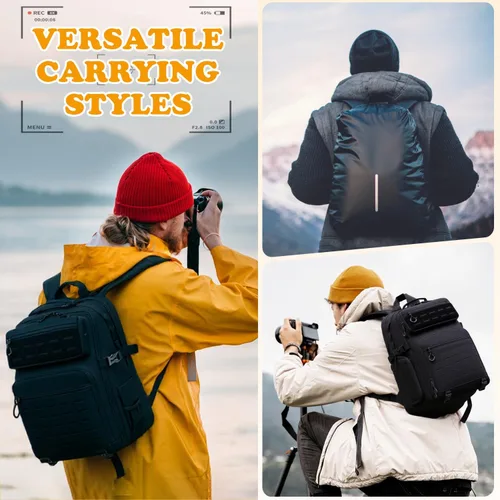 Miniatura 6 de HAMBOLY Mochila profesional para cámara, gran bolsa impermeable para fotografía DSLR/SLR/cámara sin espejo con soporte para trípode/compartimento