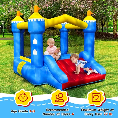 Miniatura 7 de Casa inflable para niños: casa inflable con tobogán para interiores y exteriores, fiesta de cumpleaños en el patio trasero, pequeño castillo animoso