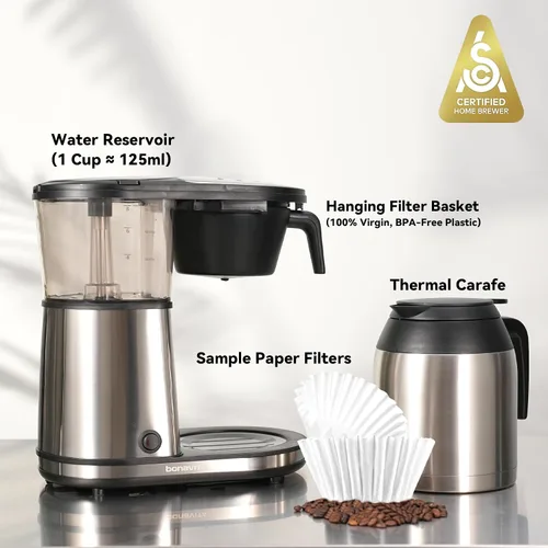 Miniatura 7 de Cafetera Bonavita BV1900TS con jarra térmica de 8 tazas., Negro e inoxidable