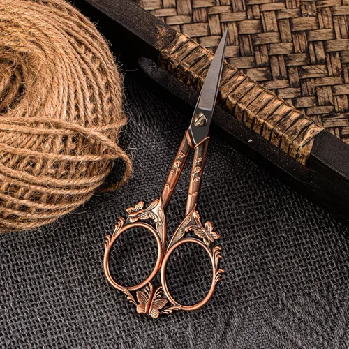 Miniatura 4 de Tijeras vintage de acero inoxidable, pequeñas tijeras de costura y ganchillo para costura, manualidades y trabajos de arte, herramienta manual