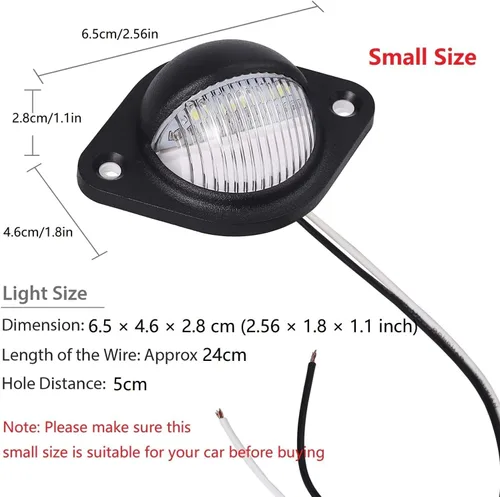 Miniatura 3 de Justech 2 luces LED para placa de matrícula de 3 luces impermeables, resistentes a los golpes, 12 V 24 V para camiones, SUV, remolques, caravanas