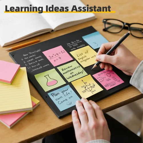 Miniatura 6 de HappyHapi Paquete de 28 2800 hojas de notas adhesivas de 3 x 3 pulgadas, 100 hojas/bloc, 4 colores suaves (amarillo, verde, rosa, azul) almohadillas