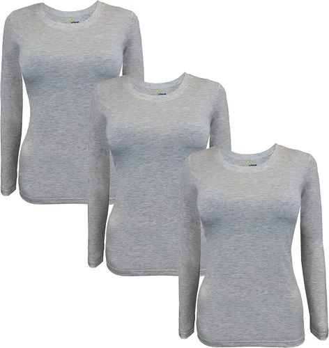 Miniatura 55 de Natural Uniforms Camiseta Under Scrub para mujer, cuello redondo, manga larga, paquete de 3, paquete múltiple de 3