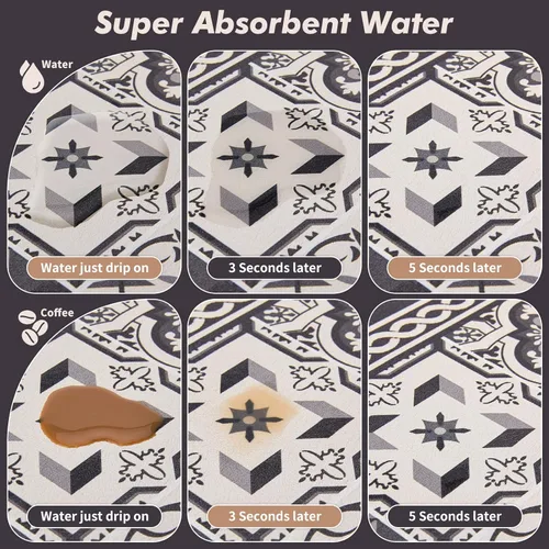Miniatura 3 de Tapete de café, tapete para secar platos, absorción de agua rápida, ocultar manchas, fácil de limpiar, accesorios de barra de café, tapetes de bar