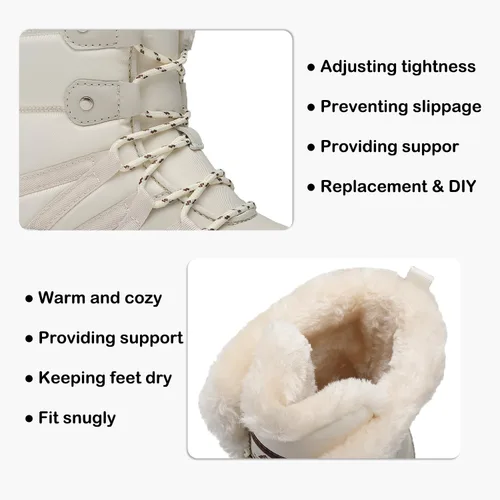 Miniatura 3 de AZBZCZ Botas de nieve de invierno para mujer, impermeables, antideslizantes, con forro de piel fría, zapatos cómodos