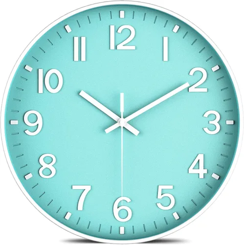 Miniatura 9 de Reloj de pared silencioso sin tictac, funciona con pilas, moderno reloj de pared analógico verde oliva para sala de estar, cocina, oficina
