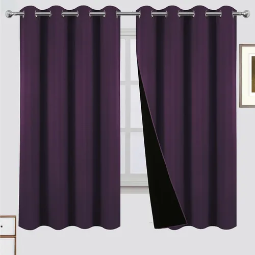 Miniatura 32 de LEMOMO Cortinas 100% opacas de 52 x 95 pulgadas, 2 paneles de oscurecimiento con aislamiento térmico para dormitorio Negro