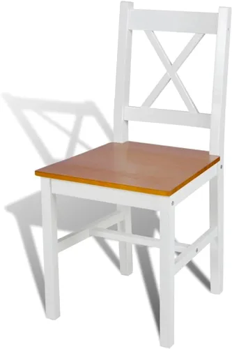 Miniatura 4 de Dining Chairs Set of 2, White and Natural Wood Finish Solid Pine Wood Chairs with Ergonomic Design for Kitchen Dining Room and Small Spaces