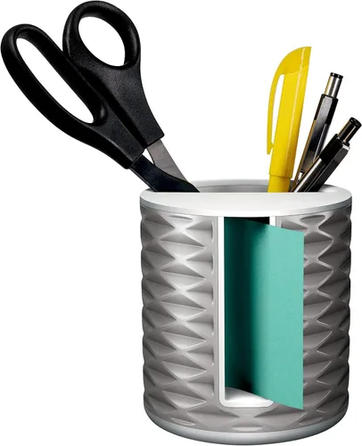 Miniatura 3 de Dispensador de notas Post-it con notas Post-it emergentes, base blanca con patrón geométrico gris, 1 bloc de notas superadhesivas Aqua Splash de 3 x