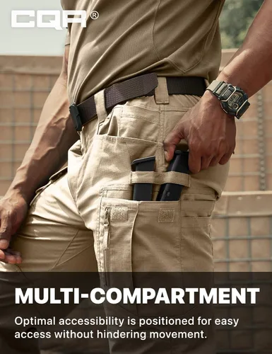 Miniatura 133 de CQR – Pantalones tácticos elásticos tipo cargo para hombre, resistentes al agua, de tela ripstop (antidesgarros), ligeros, ideales para uso diario