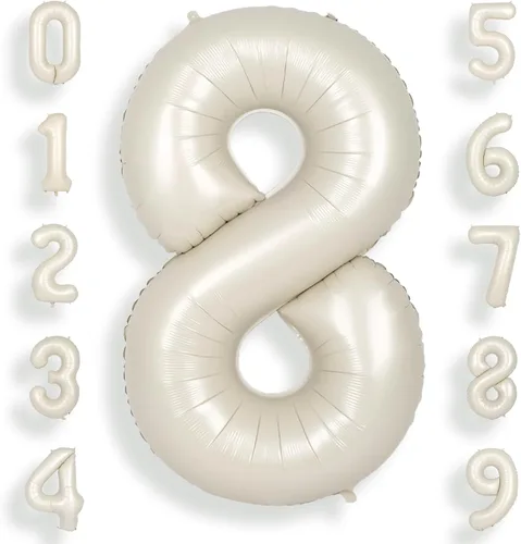 Miniatura 47 de SUWEN Globos de helio grandes de 102 cm (40 pulgadas) con letra S en color crema. Globos grandes de papel de aluminio con letra en helio, de A a Z.