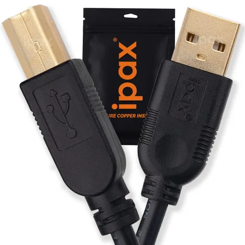 IPAX Cable USB 2.0 de alta velocidad de cobre puro de 10 pies de largo, compatible con Epson ET-8550 ET-2720 ET-2850 Canon Pixma G7020 HP Brother