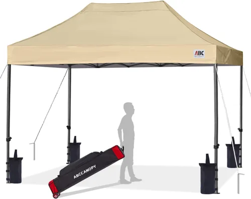 Miniatura 9 de Abccanopy - Carpa de toldo para tienda de campaña comercial instantánea con bolsa de transporte con ruedas, 4 bolsas de arena, Blanco