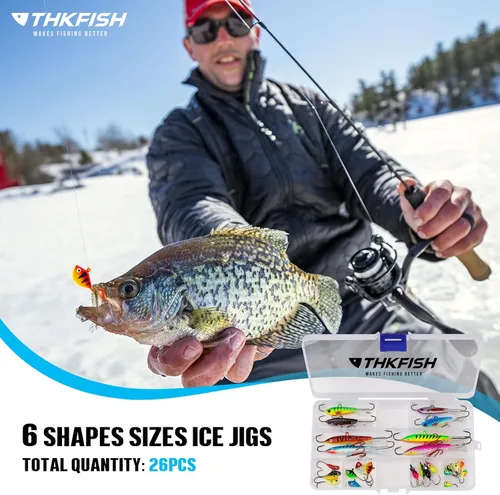 Miniatura 5 de THKFISH: Señuelos de pesca en hielo, plantillas de pesca en hielo, equipo de pesca en hielo, señuelos duros y plantillas de pesca Walleye, kit