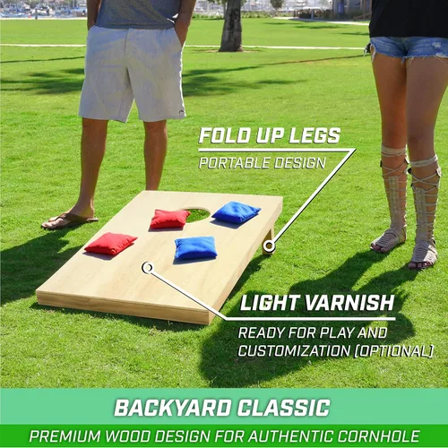 Miniatura 3 de GoSports - Juegos de Cornhole de madera maciza de primera calidad - Elija 4 x 2 pies o 3 x 2 pies - Los juegos de tableros incluyen un juego de 8