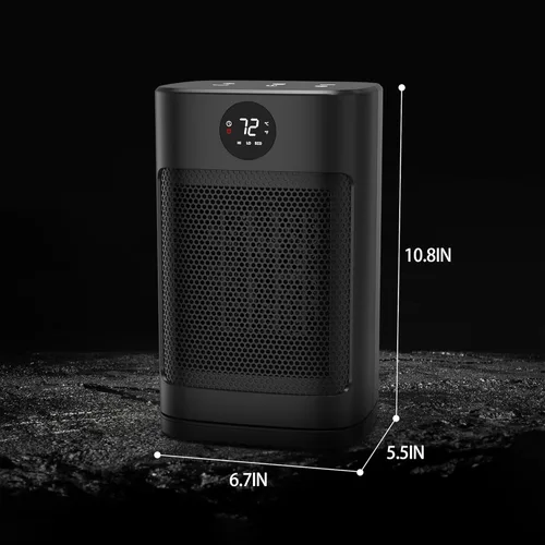 Miniatura 5 de Calentador de espacio portátil de 1500 W, calentador de cerámica personal con 3 ajustes de calor, modo ECO, protección contra sobrecalentamiento