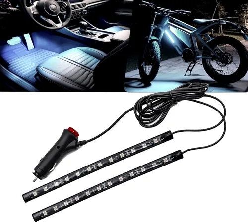 Miniatura 7 de Luces interiores LED DC 12V luz ambiental para asiento de coche, tira de luz LED DRL tira de luz diurna para coche, luces de atmósfera azul Icyblue
