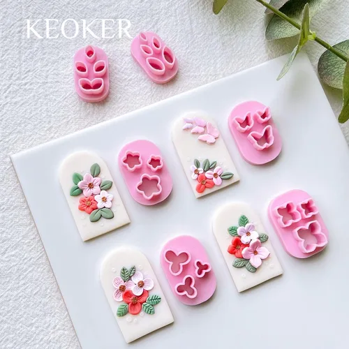 Miniatura 4 de KEOKER Cortadores de arcilla polimérica – Mini cortadores de arcilla para la fabricación de aretes de arcilla polimérica, 6 formas florales y hojas