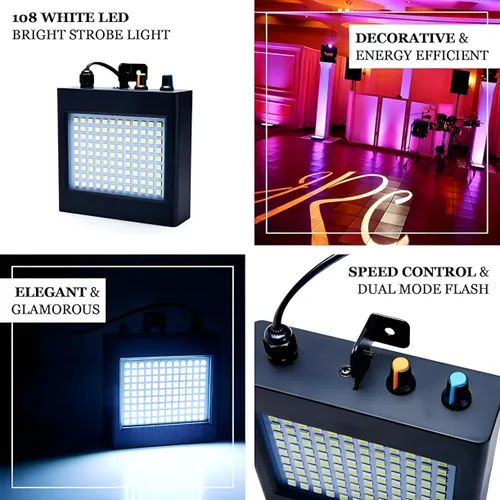 Miniatura 9 de Mini luz estroboscópica, sUperbrillante RGB/color blanco, luz estroboscópica con 108 mini LED, auto-activada por sonido o modo de flash de control