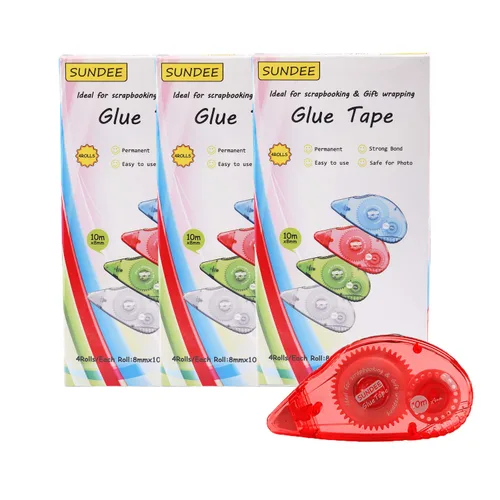Miniatura 2 de Glue Runner - Rodillo de cinta adhesiva permanente de doble cara, 0.3 x 360 pulgadas, aplicador de rodillo adhesivo permanente, paquete de 12, rojo