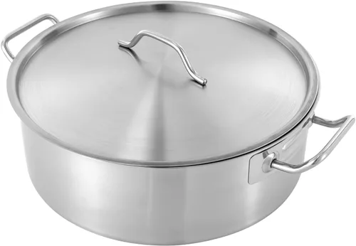 Miniatura 6 de Olla de acero inoxidable de 11 cuartos de galón con tapa, utensilios de cocina gruesos, olla de sopa de inducción resistente, olla grande