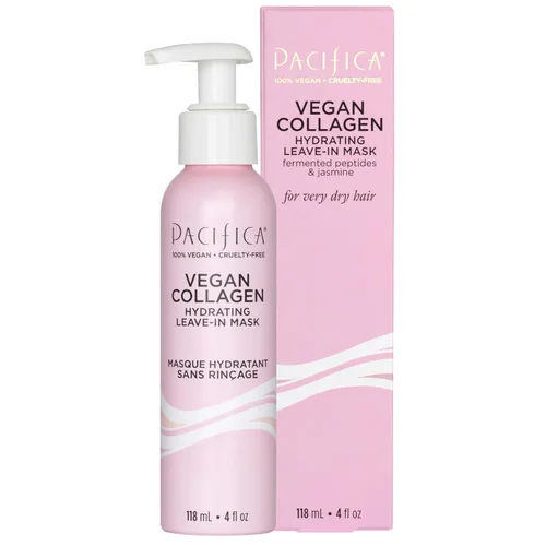Pacifica Mascarilla capilar sin enjuague de colágeno vegano – Tratamiento acondicionador sin enjuague para cabello seco dañado, mascarilla