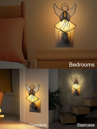 Miniatura 6 de Luz nocturna de ángel amarillo volador, luces de ángel de colores enchufables a la pared, luz nocturna brillante de ángel bebé, regalo