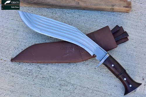 Miniatura 2 de GK&CO. Kukri House Auténtico Kukri/Khukuri 14.5" Hoja 5" Chirra (5 Fuller) Gorkha Bloqueador de cuchillos Mango de palisandro-GK - Hecho a mano