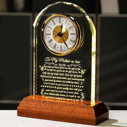 Miniatura 9 de Arikyrist Regalos para Tía de Sobrina y Sobrino con Base de Madera con Luz, Reloj de Cristal Significativo para Tía, Regalos de Cumpleaños, Regalos