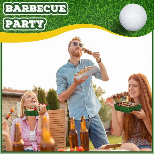 Miniatura 7 de Teling Paquete de 36 suministros para fiestas de golf, bandejas grandes de platos de golf de 5 libras, cuencos de papel, botes de comida y botes