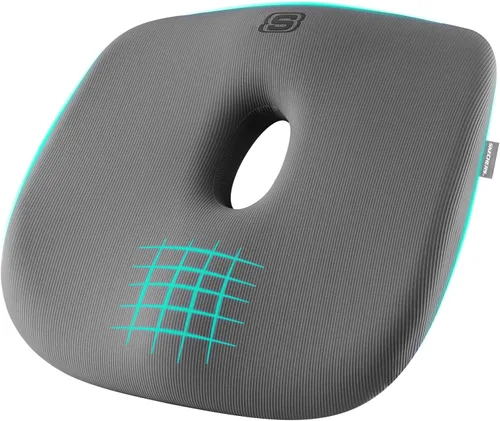 Miniatura 11 de Skechers Cojín de asiento de espuma viscoelástica, cojín para silla de oficina con forma de dona para aliviar el dolor de coxis, almohada para silla