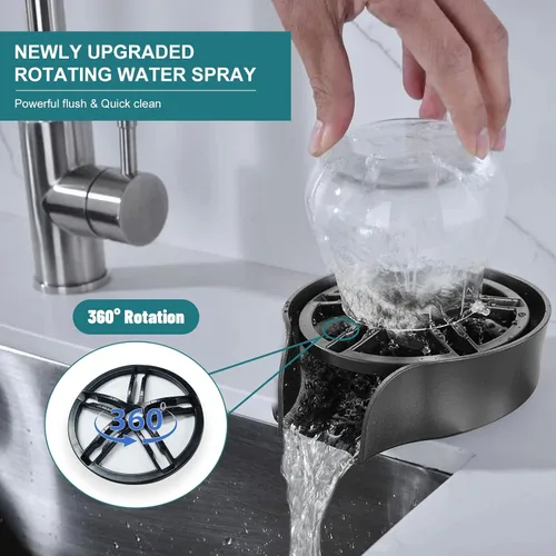 Miniatura 2 de Enjuagador de Vidrio para Fregadero de Cocina, Enjuagador de Vidrio de Alta Presión con Boquilla Giratoria de 360 Grados con Diseño de Pistola