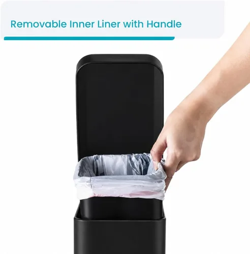 Miniatura 7 de Home Zone Living 1.3 galones pequeño cubo de basura para baño con tapa y pedal de paso, cesto de basura de acero inoxidable con diseño delgado