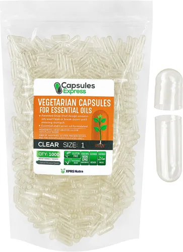 Miniatura 8 de XPRS Nutra Cápsulas veganas vacías de tamaño 0 – 100 cápsulas vegetales transparentes para aceite esencial – Tapas de verduras vacías – El relleno