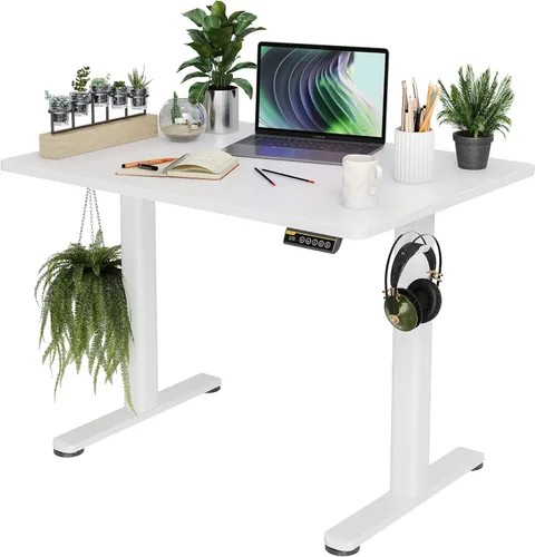Miniatura 11 de Claiks Escritorio Eléctrico de Pie, Escritorio Ajustable de Altura para Pararse, Escritorio de Oficina en Casa de 48x24 Pulgadas con Tablero