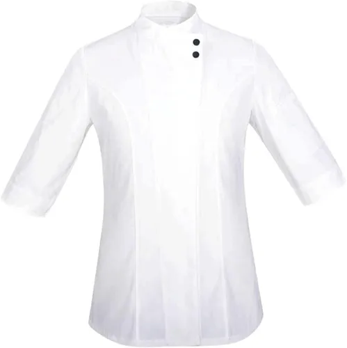 Miniatura 5 de Uniforme de chef clásico de manga 34 para mujer, chaqueta de chef de verano para hotel, cocina, restaurante