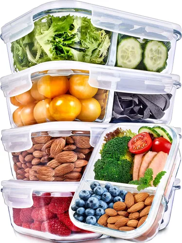 Miniatura 10 de PrepNaturals - Paquete de 4 recipientes de vidrio de 34 onzas para preparación de comidas, aptos para lavavajillas, microondas, congelador, horno
