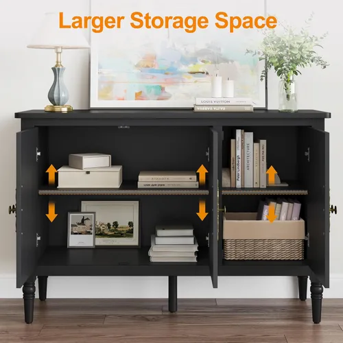 Miniatura 3 de RoyalCraft Buffet Cabinet with Storage, Mid-Century Modern Sideboard with 3 Doors, Painted Coffee Bar Table with Adjustable Shelves, Credenza for
