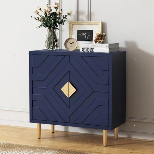 Miniatura 8 de HLR Armario de almacenamiento con 2 puertas, armario decorativo con puertas decorativas en relieve, aparador para sala de estar, cocina, comedor