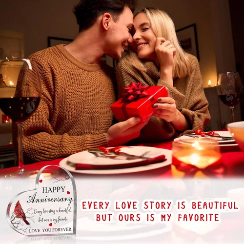 Miniatura 6 de Yulejo Regalo cardenal de feliz aniversario para mujeres, regalo de aniversario de boda acrílico para ella, él, pareja, esposa, marido, novia, novio