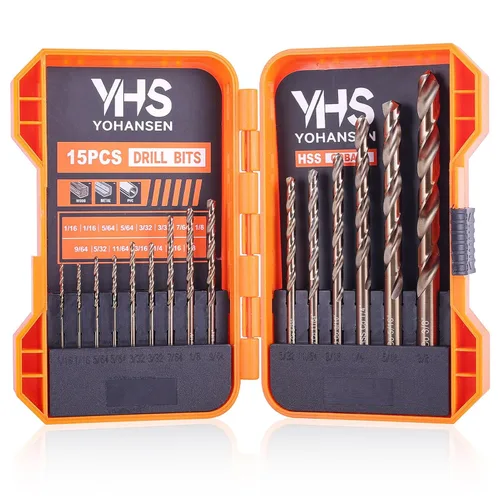 Miniatura 11 de Brocas de cobalto de 1/8 pulgadas (13 unidades), acero de alta velocidad M35, punta de 135 grados, juego de brocas helicoidales de longitud Jobber