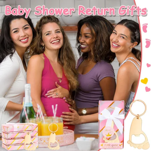 Miniatura 7 de 24 llaveros de pie para bebé, abrebotellas, abrebotellas de pie pequeño, llavero de recuerdo para invitados, baby shower, regalo de regreso para Rosa