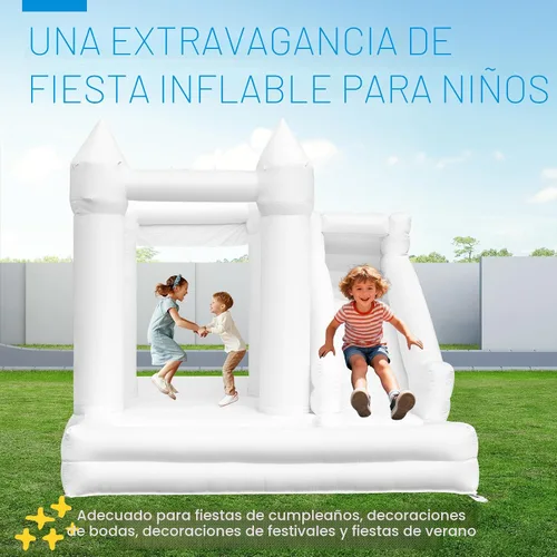 Miniatura 6 de Casa de rebote Oxford de 12 pies x 8.5 pies, casa de rebote blanca de tamaño mediano a grande, castillo inflable con tobogán y piscina de pelotas