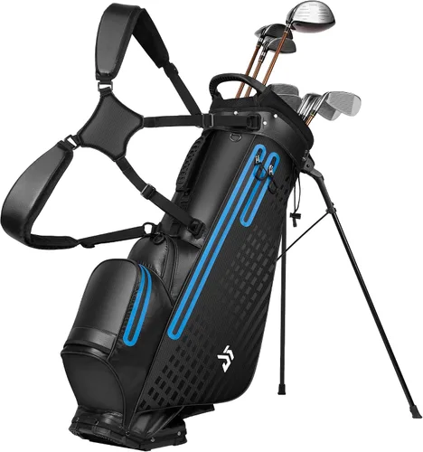 Bolsa de golf impermeable, bolsa de transporte ligera para todo tipo de clima con tiras de seguridad reflectantes, divisor superior de 5 vías,