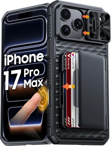 Miniatura 15 de Vizvera para iPhone 16 Pro Max Funda tipo cartera RFID [Soporte para tarjetas][Control de cámara][Cubierta de cámara] Funda protectora de silicona