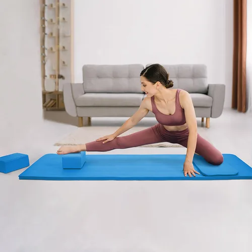 Miniatura 5 de BalanceFrom Esterilla de yoga multiusos de 1 pulgada extra gruesa de alta densidad antidesgarro con correa de transporte, bloques de yoga opcionales
