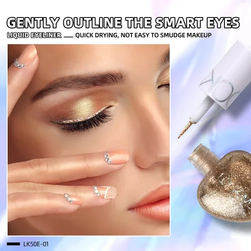 Miniatura 6 de Delineador de ojos con purpurina líquida de 5 colores, sombra de ojos de sirena de diamante brillante, impermeable, de larga duración, juego